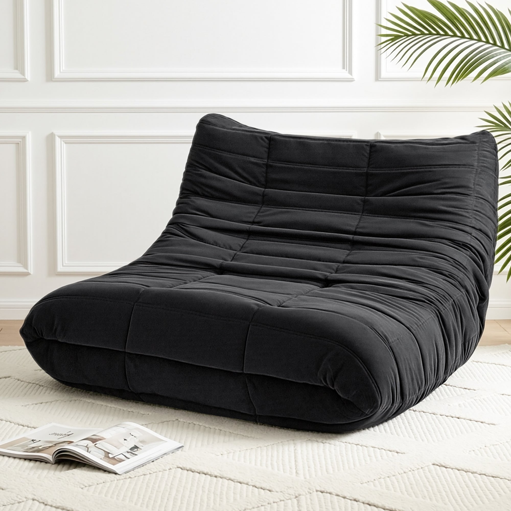Lazy Sofa 2 Seaters Accent Caterpillar Chair Floor Couch Armless Lounge
