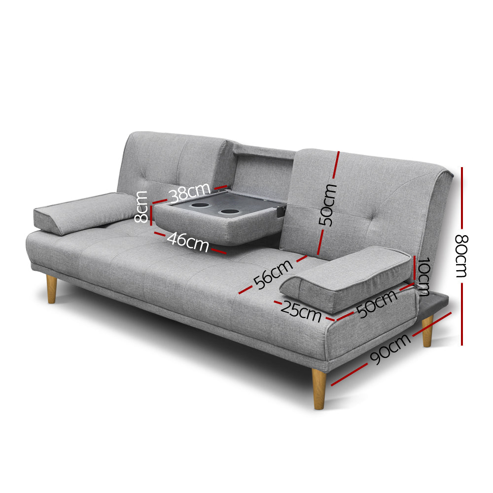 Marston Linen Sofa Bed – Grey – 3 Seater