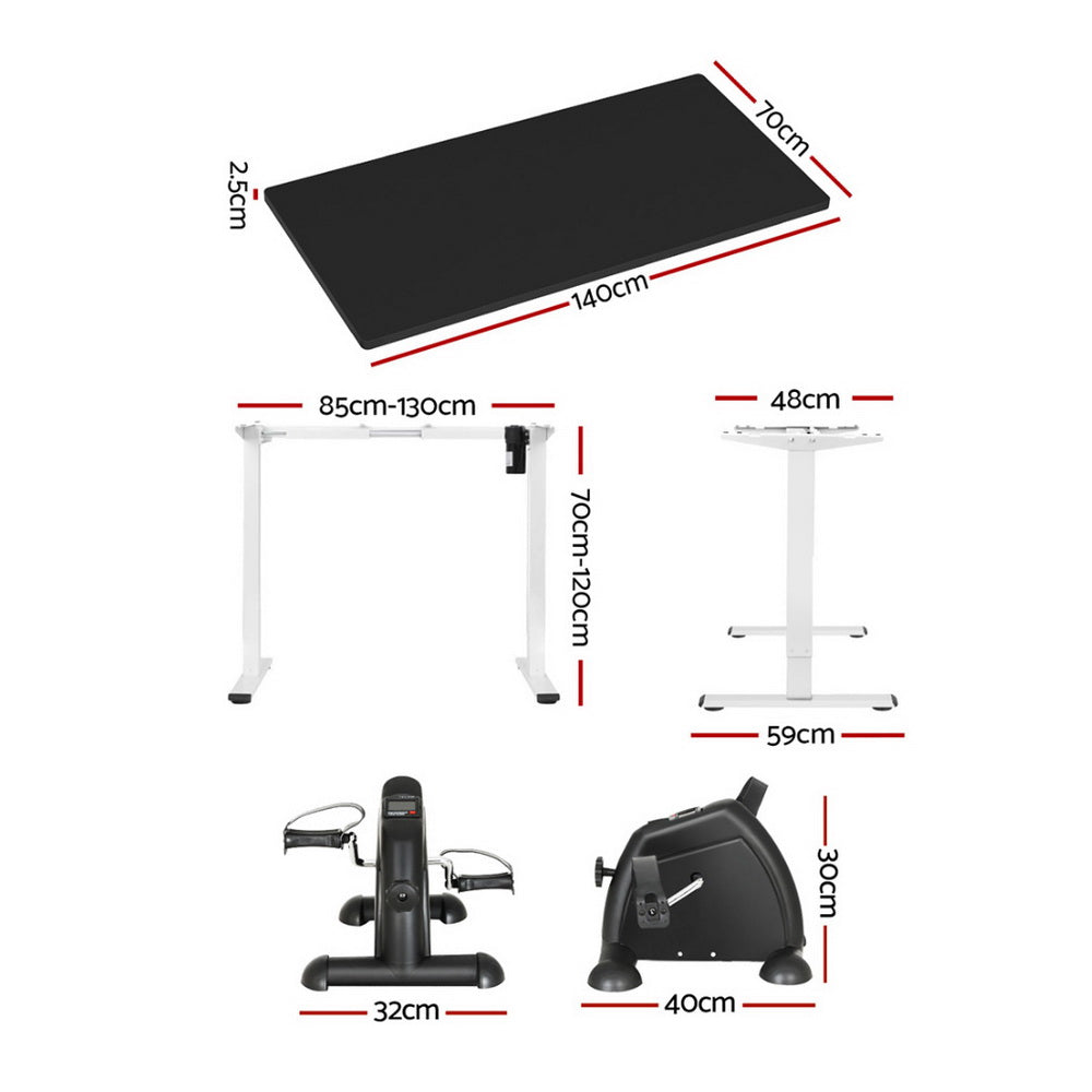 Atlas Electric Standing Desk with Exercise Bike – Black – 140cm