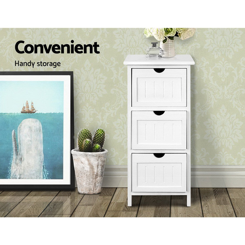 Valentina 3 Drawer Storage Cabinet – White