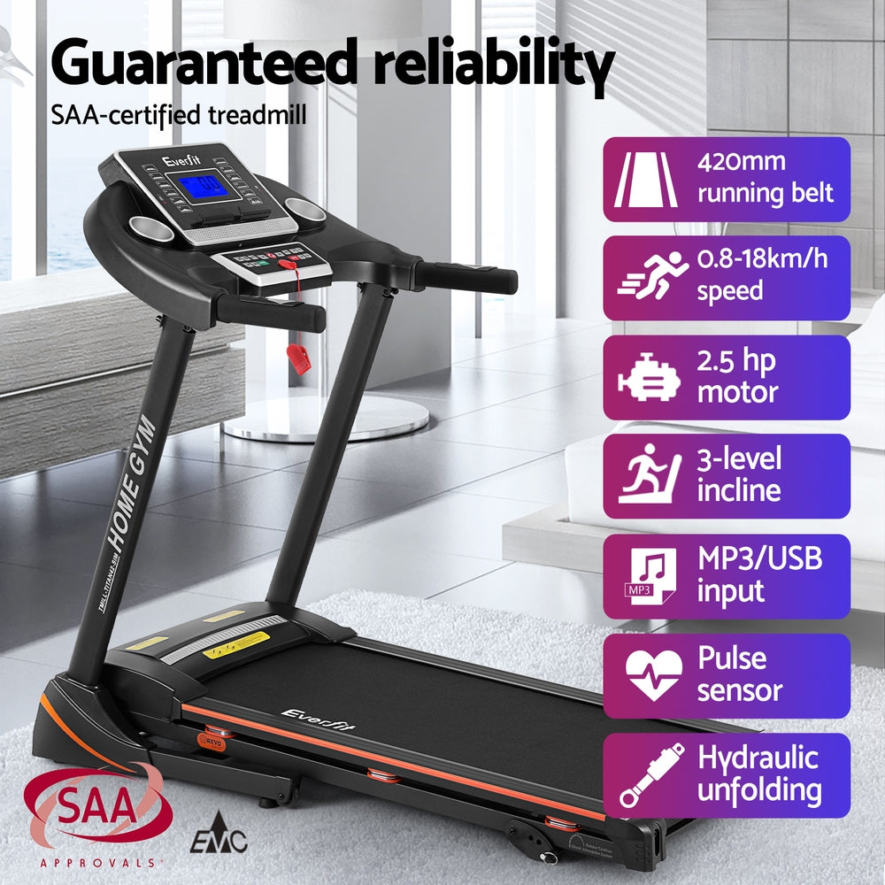 Titan Electric Treadmill with Hydraulic Incline – Black – 420 mm Belt
