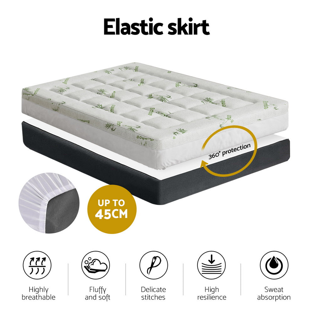 Halston Bamboo Mattress Topper – White – Double
