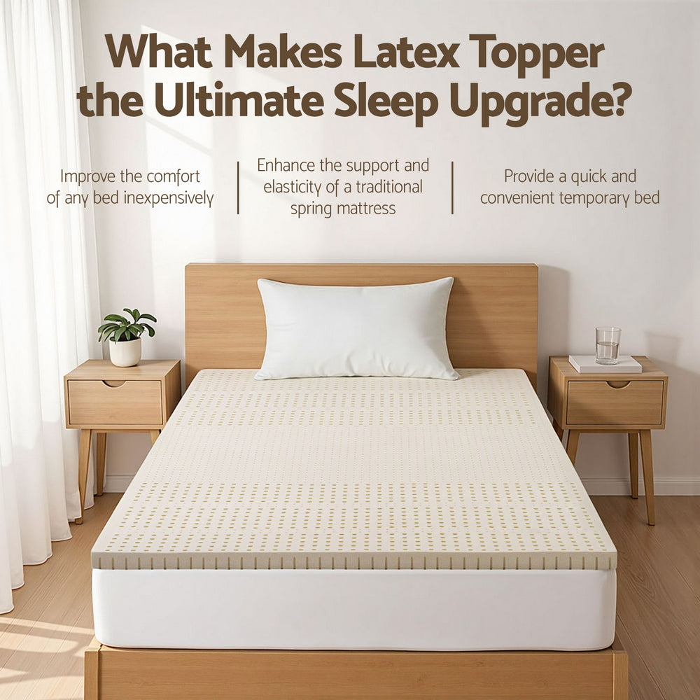 Halston Natural Latex Mattress Topper – White – King Single