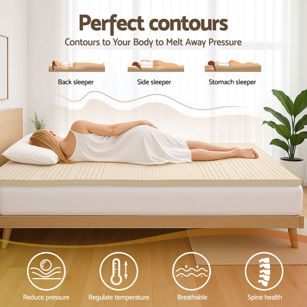 Halston Natural Latex Mattress Topper – White – Single