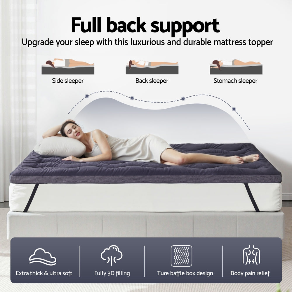Nora Bamboo Charcoal Mattress Topper – Grey – King Single