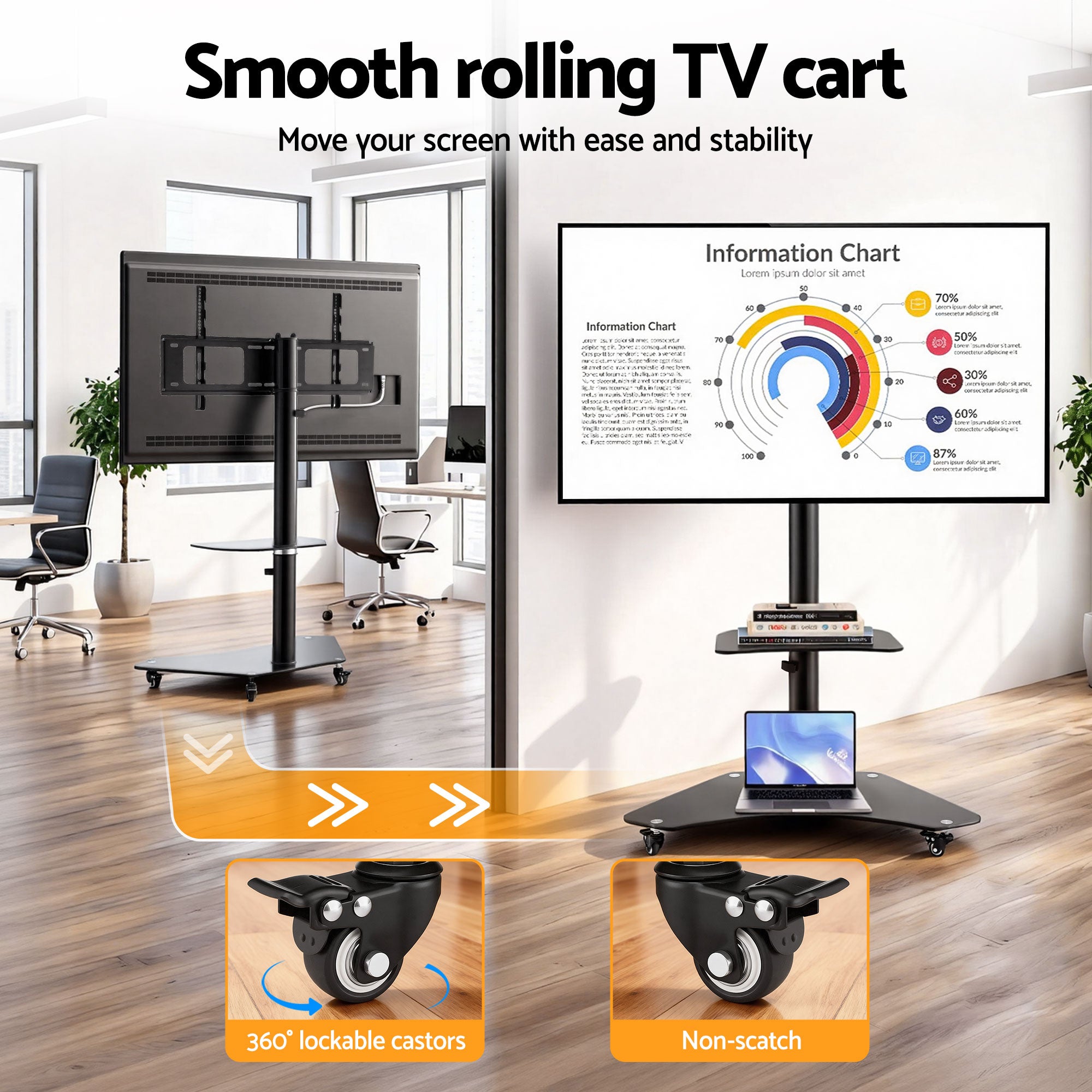 Valmere Adjustable TV Floor Stand Mount – Black