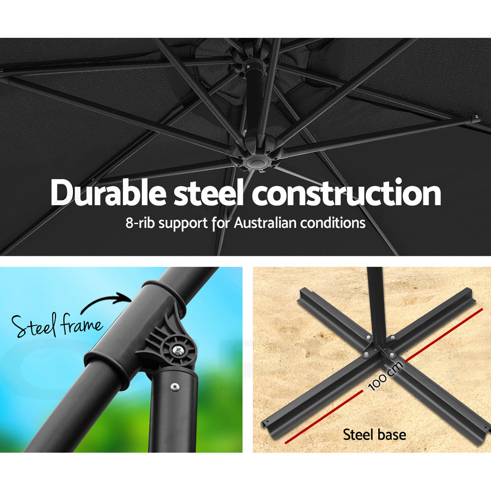 Eclipse Outdoor Umbrella – Black – 3m