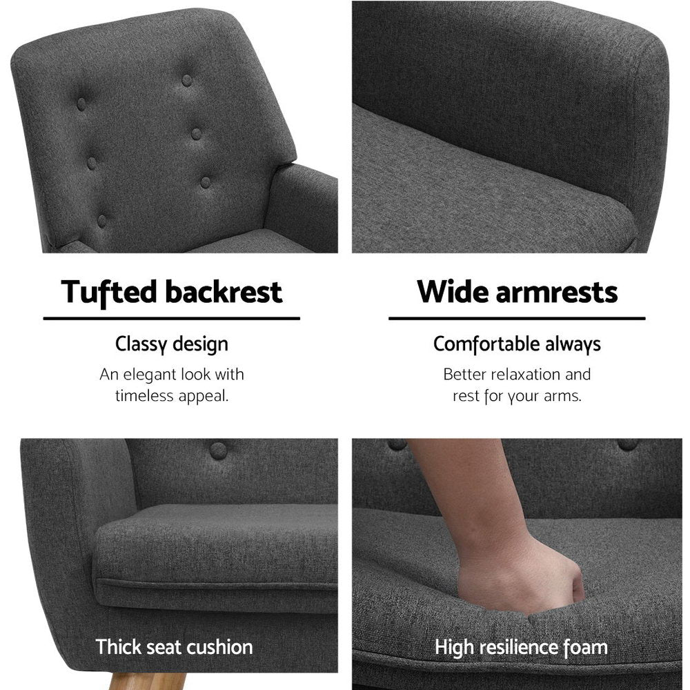 Anne Tufted Accent Chair – Charcoal