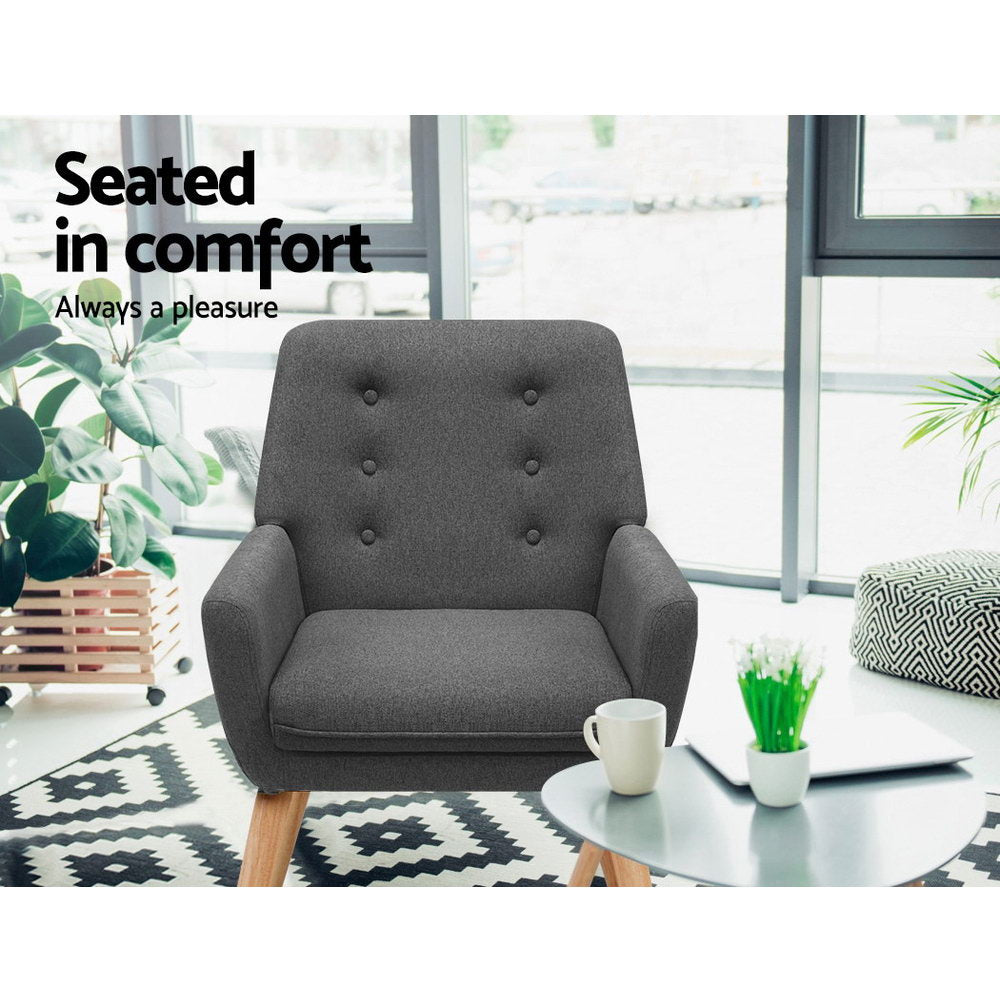 Anne Tufted Accent Chair – Charcoal