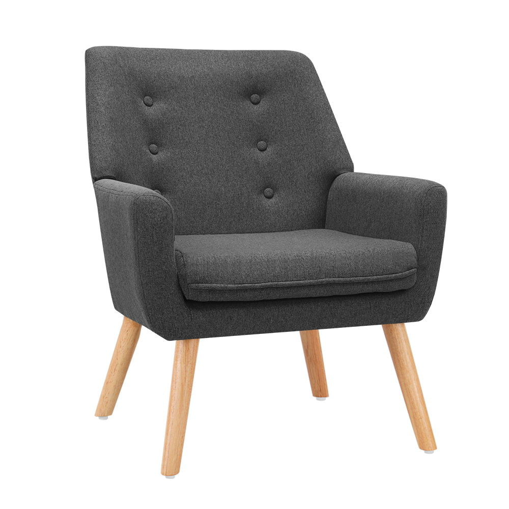Armchair Linen Fabric Anne Charcoal