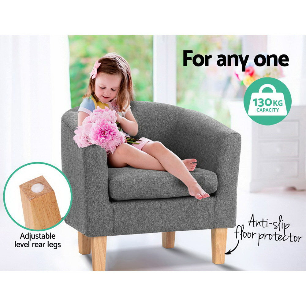 Abby Fabric Armchair – Grey – Single