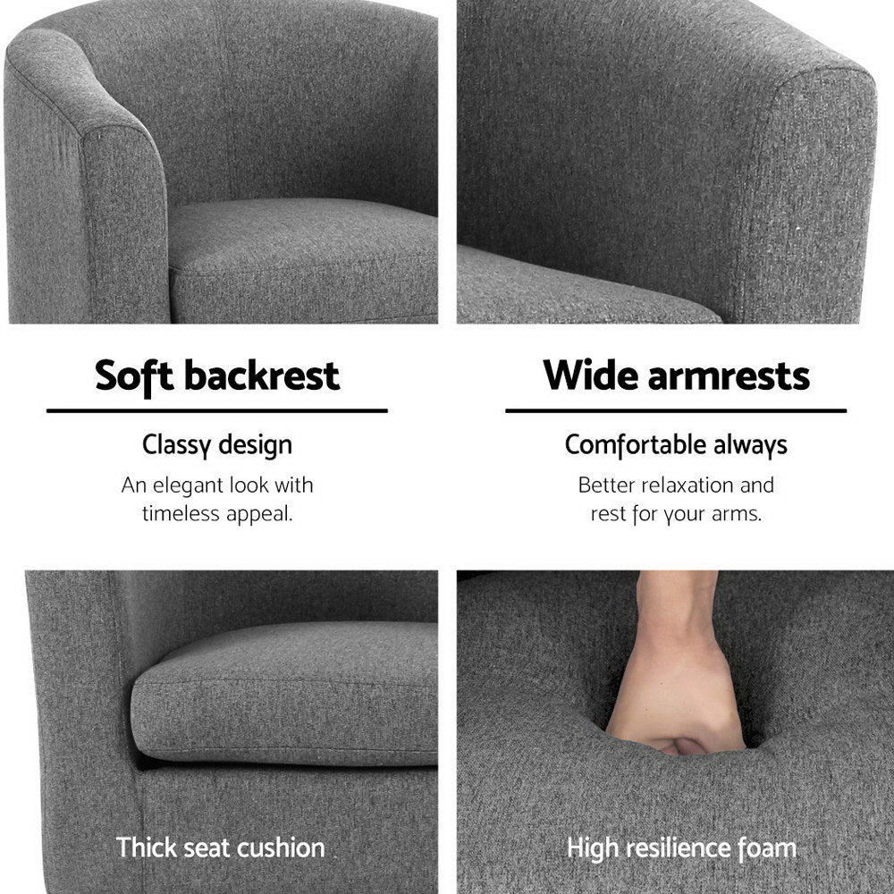 Abby Fabric Armchair – Grey – Single