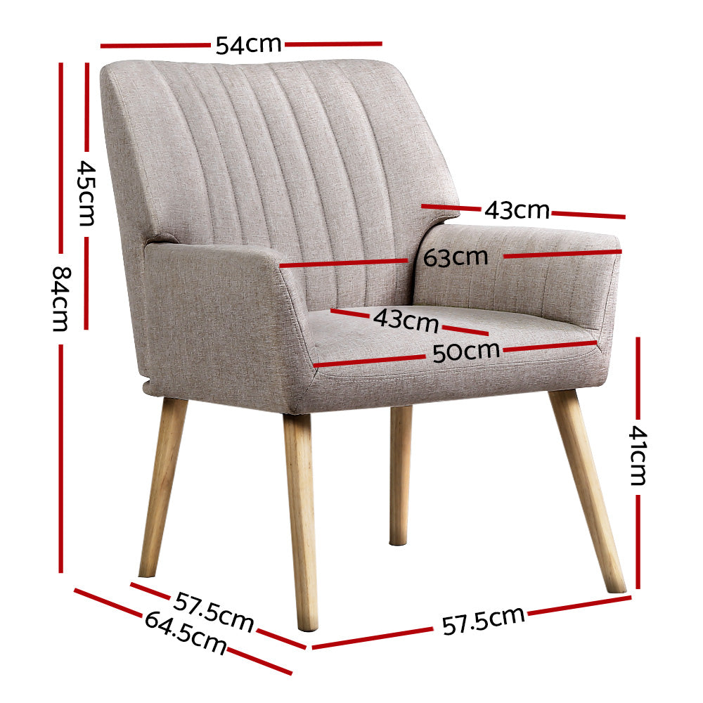 Sebastini Armchairs – Beige / Cream – Set of 2
