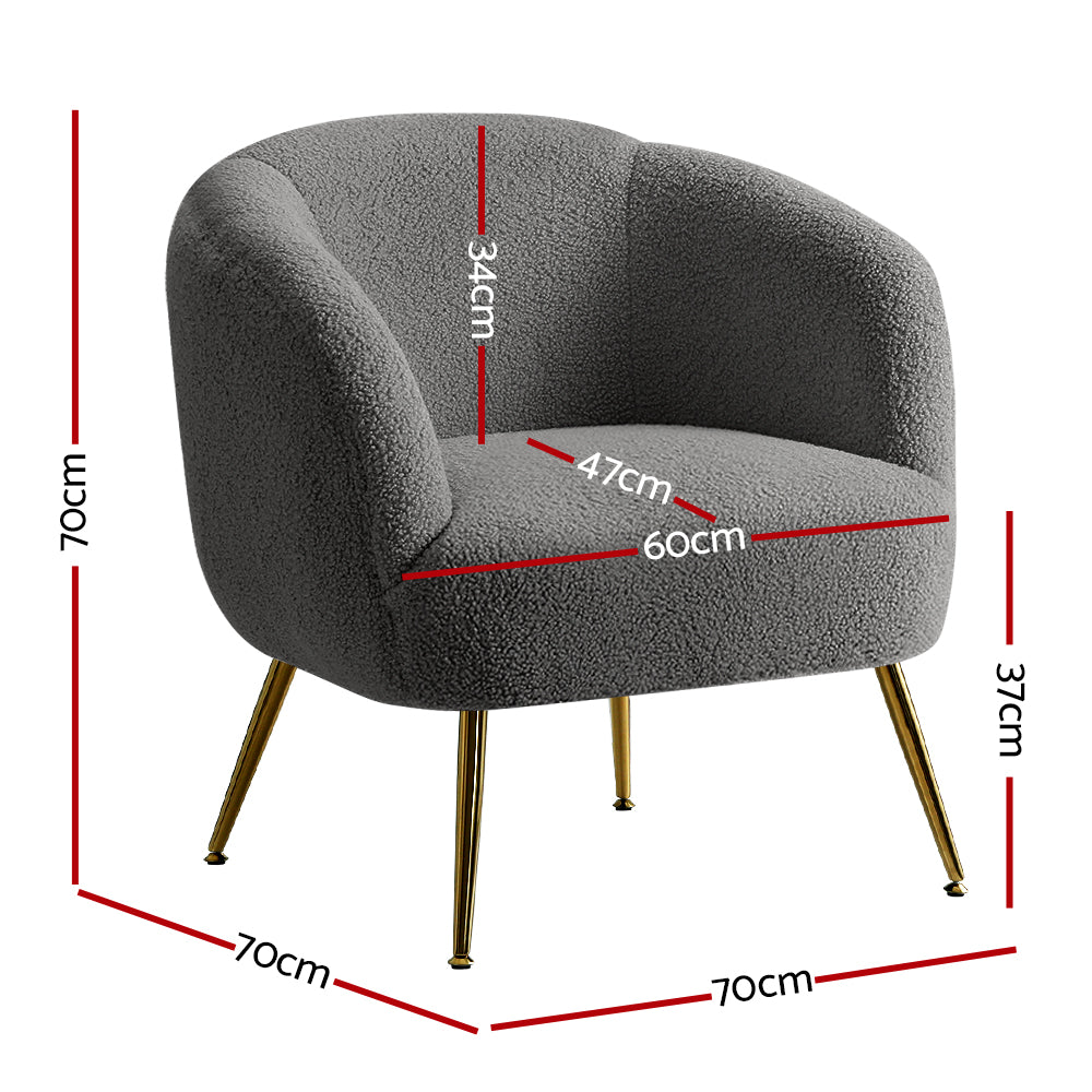 Carneiro Sherpa Boucle Armchair – Charcoal – 70 cm