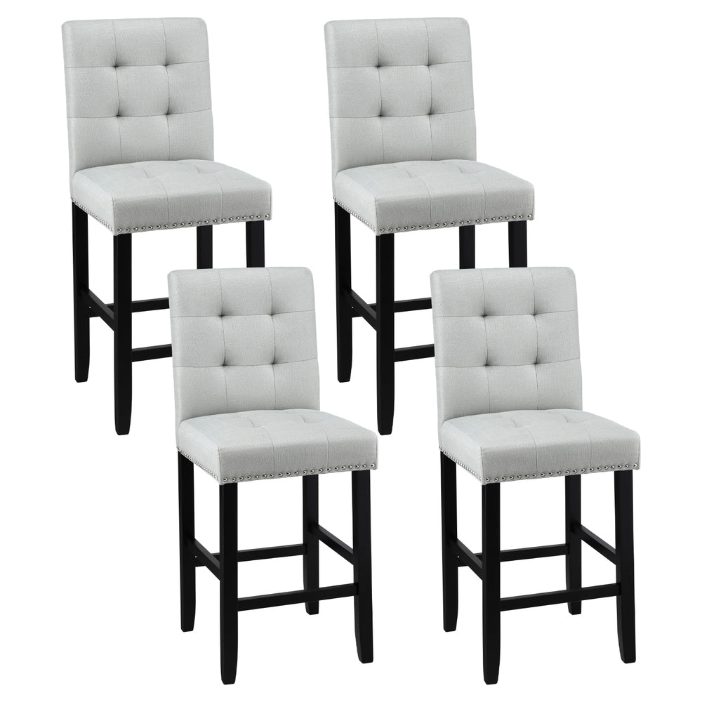Nova 4x Bar Stools Kitchen Dining Chairs Counter Fabric Stool Wooden Ada Grey