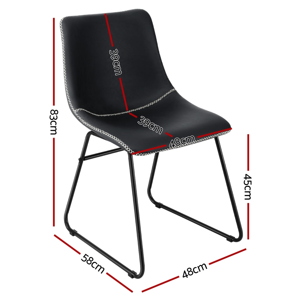 Linden Retro Dining Chairs – Black – Set of 4