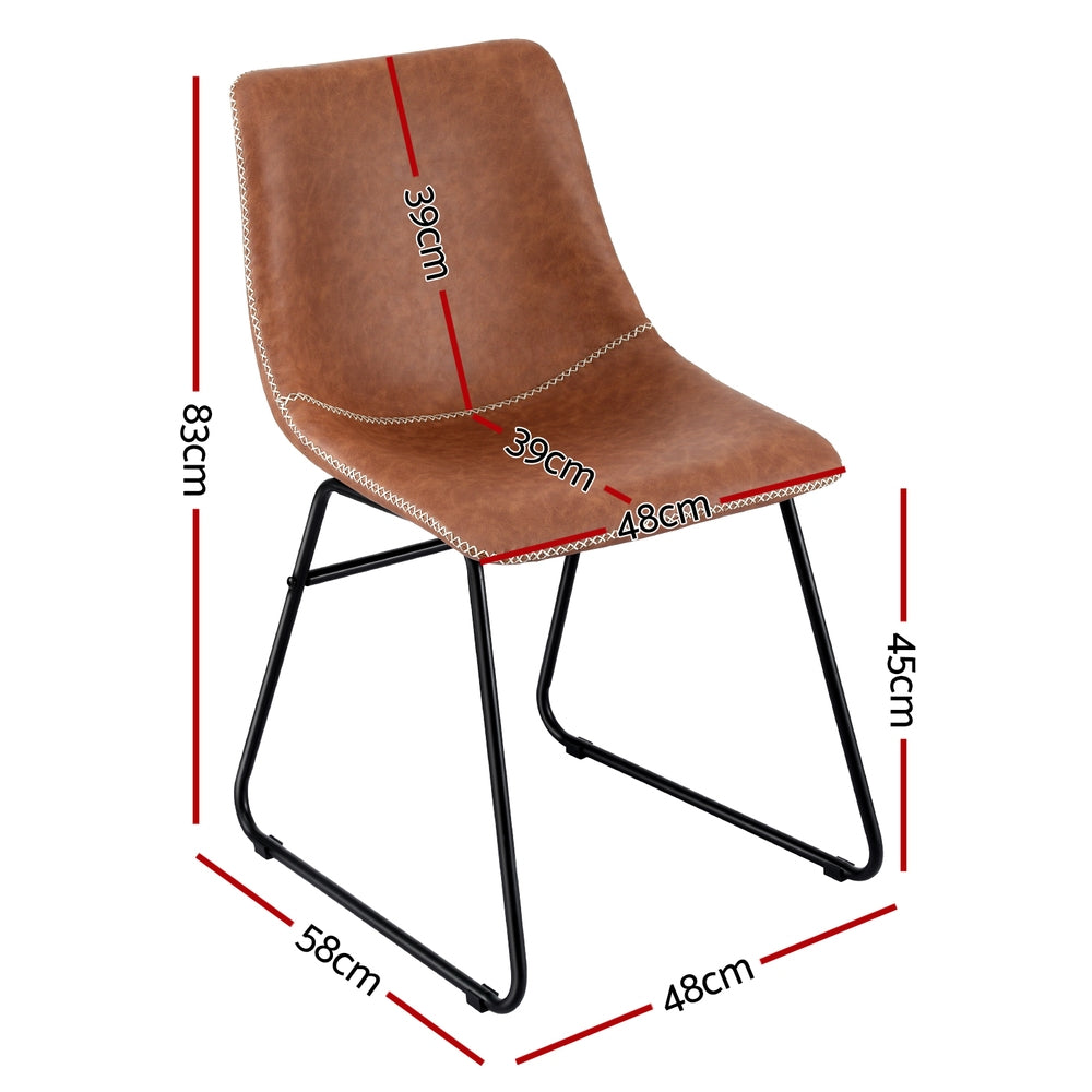 Arlo Retro Dining Chairs – Brown – Set of 4