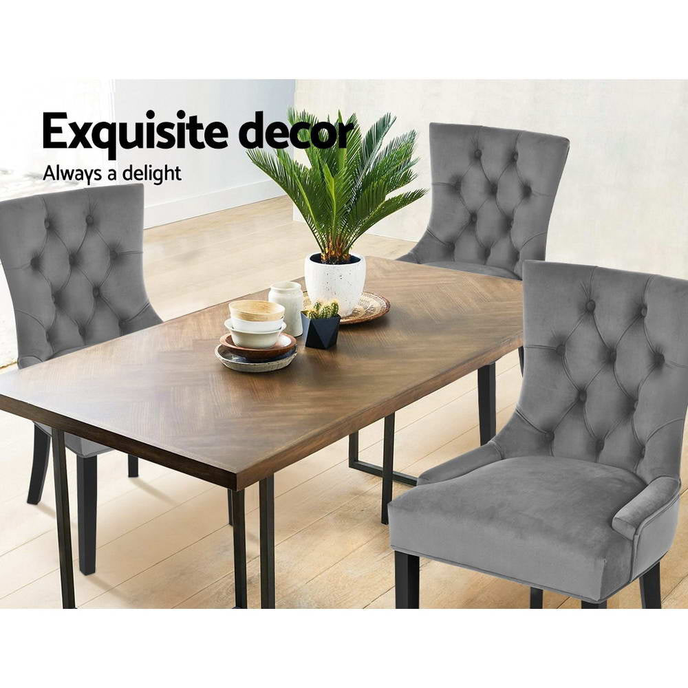 Cayes French Provincial Dining Chairs – Grey – Set of 2