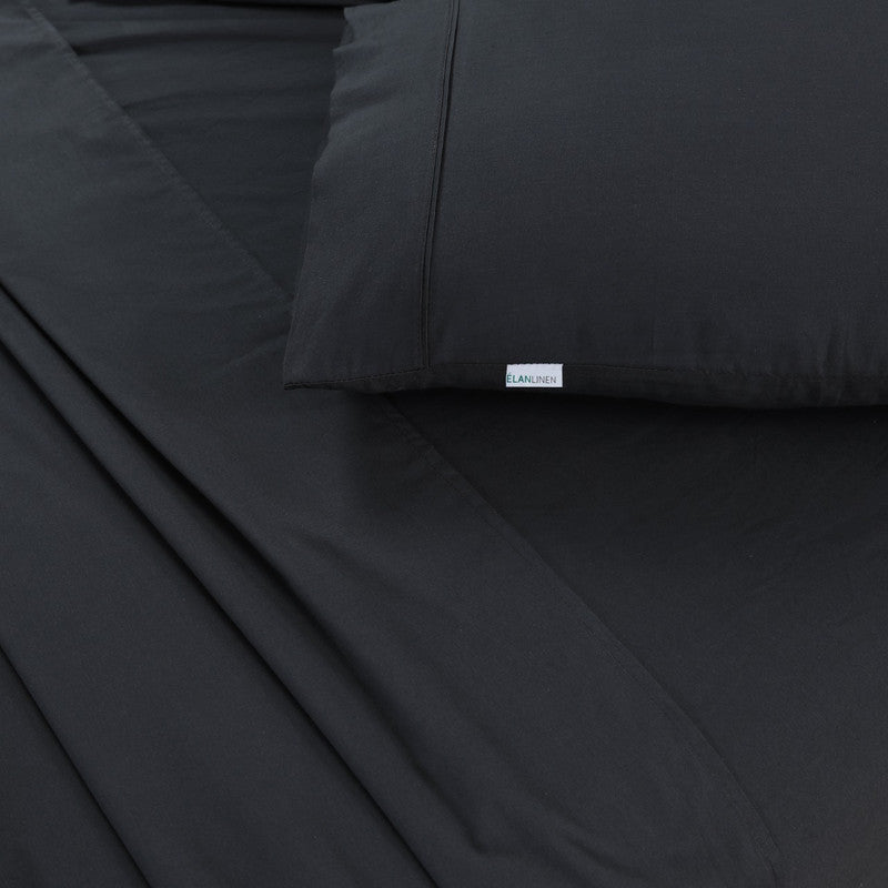 Cove Egyptian Cotton Vintage Washed Sheet Set – Charcoal – Single
