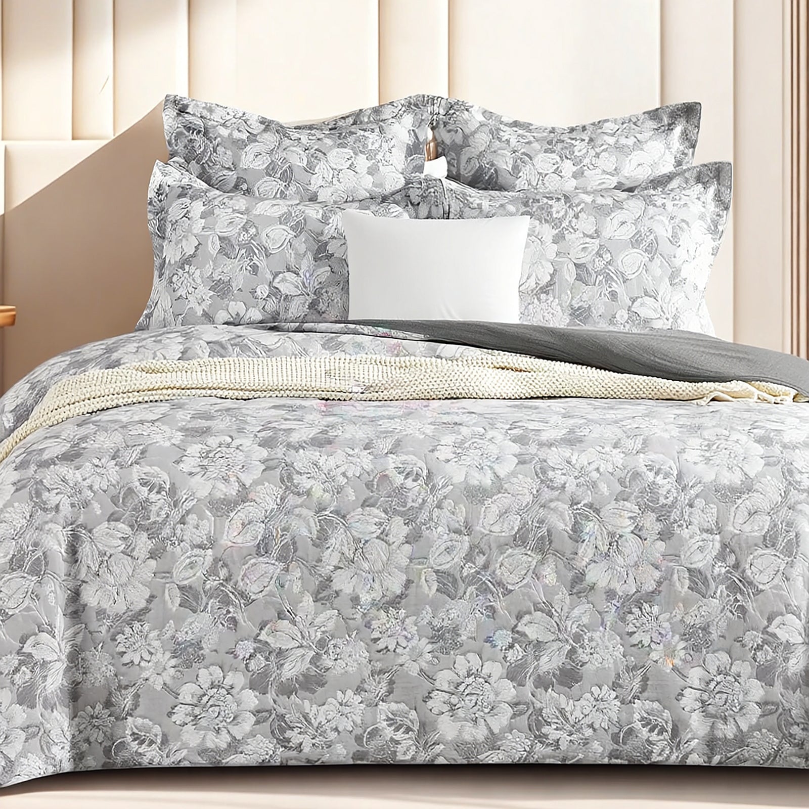 Sigma Charcoal Jacquard Quilt Cover Set – Double