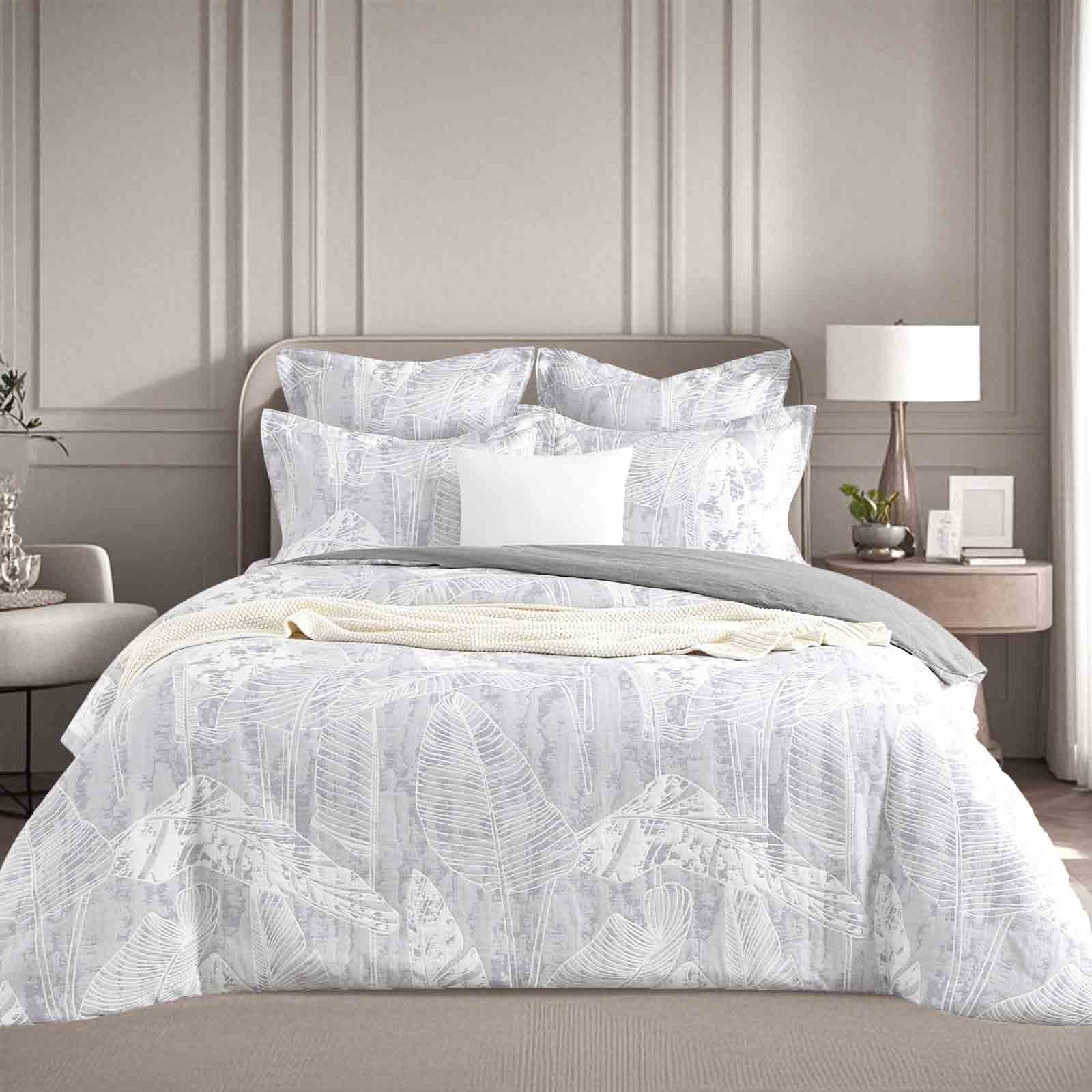 Grove Charcoal Jacquard Quilt Cover Set – Double