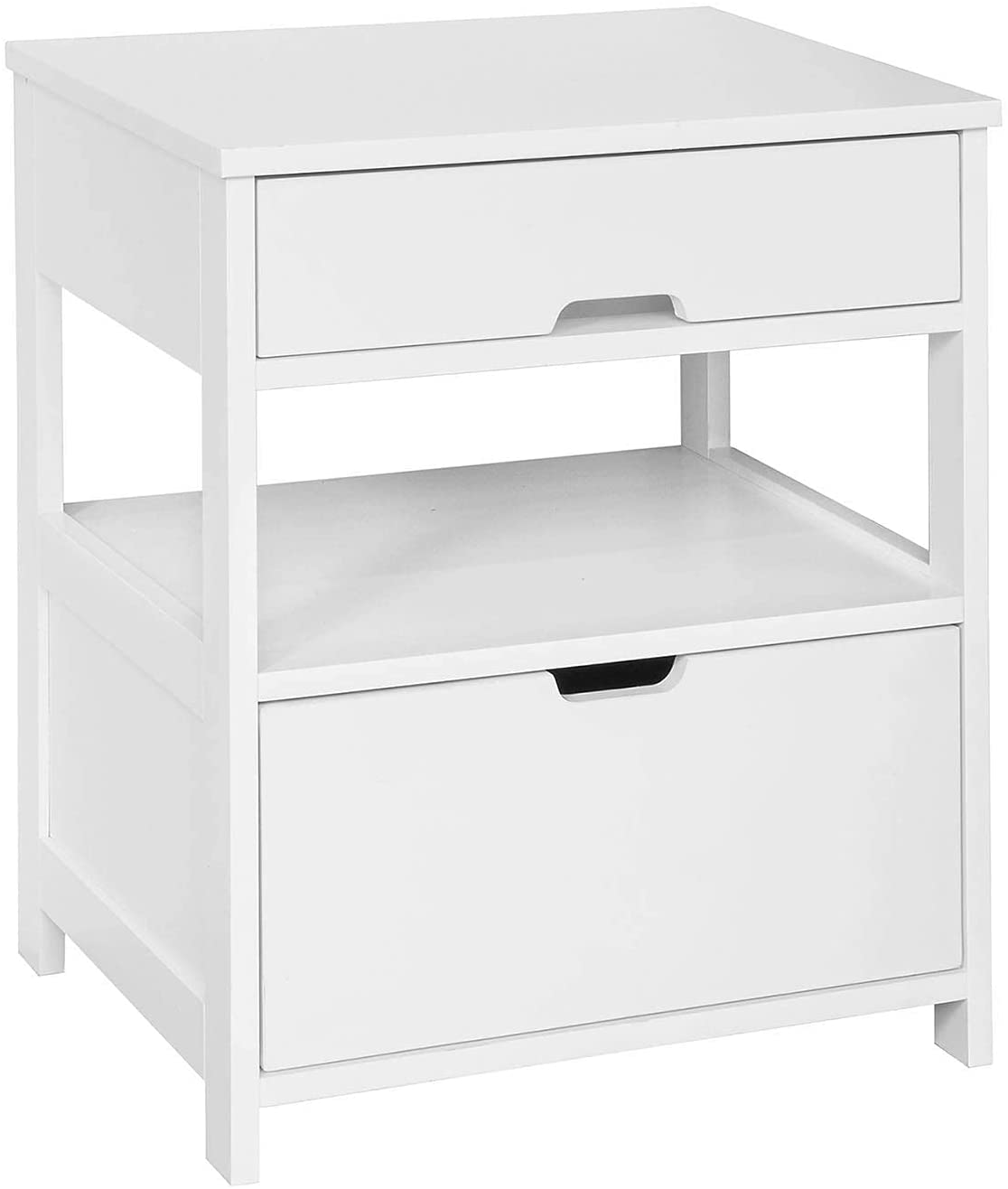 Atlas White Bedside Table – White – 2 Drawers