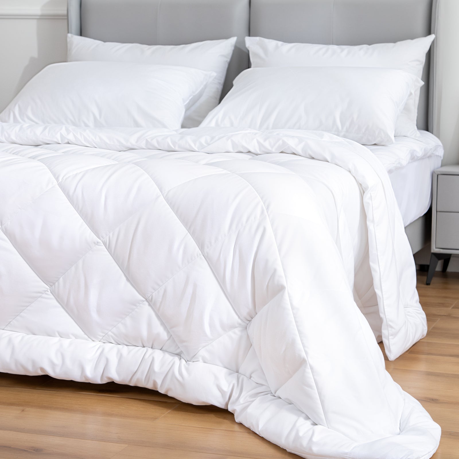 Sereno Microfiber Bamboo Blend Quilt – White – Queen