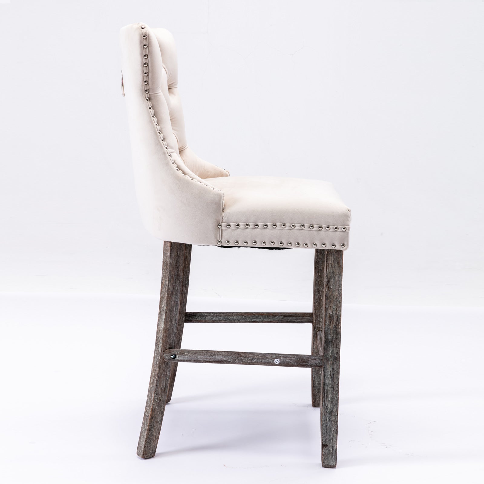 Nova Velvet Tufted Bar Stools – Beige – Set of 4
