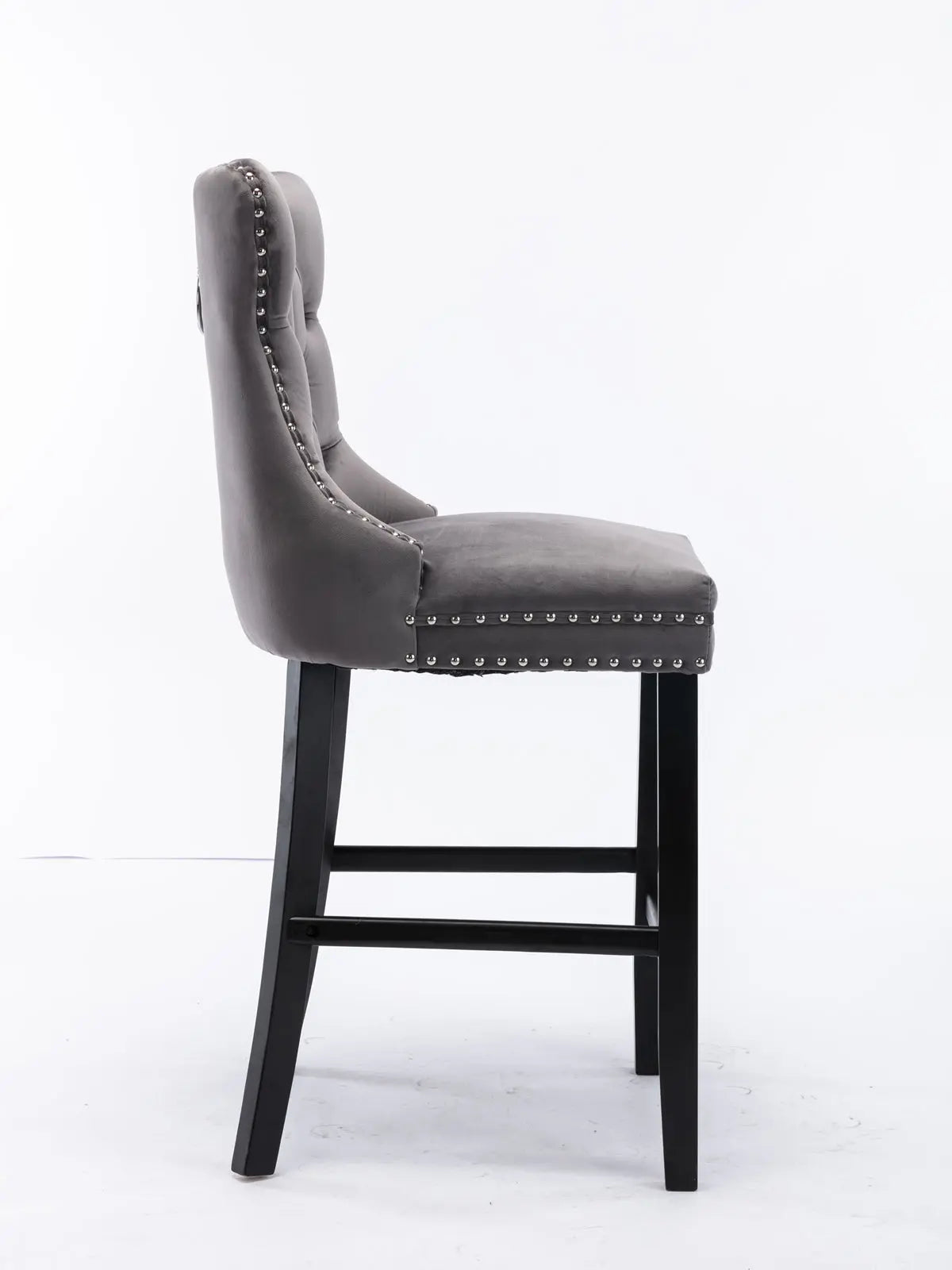 Arlo Velvet Tufted Bar Stools – Grey – Set of 4