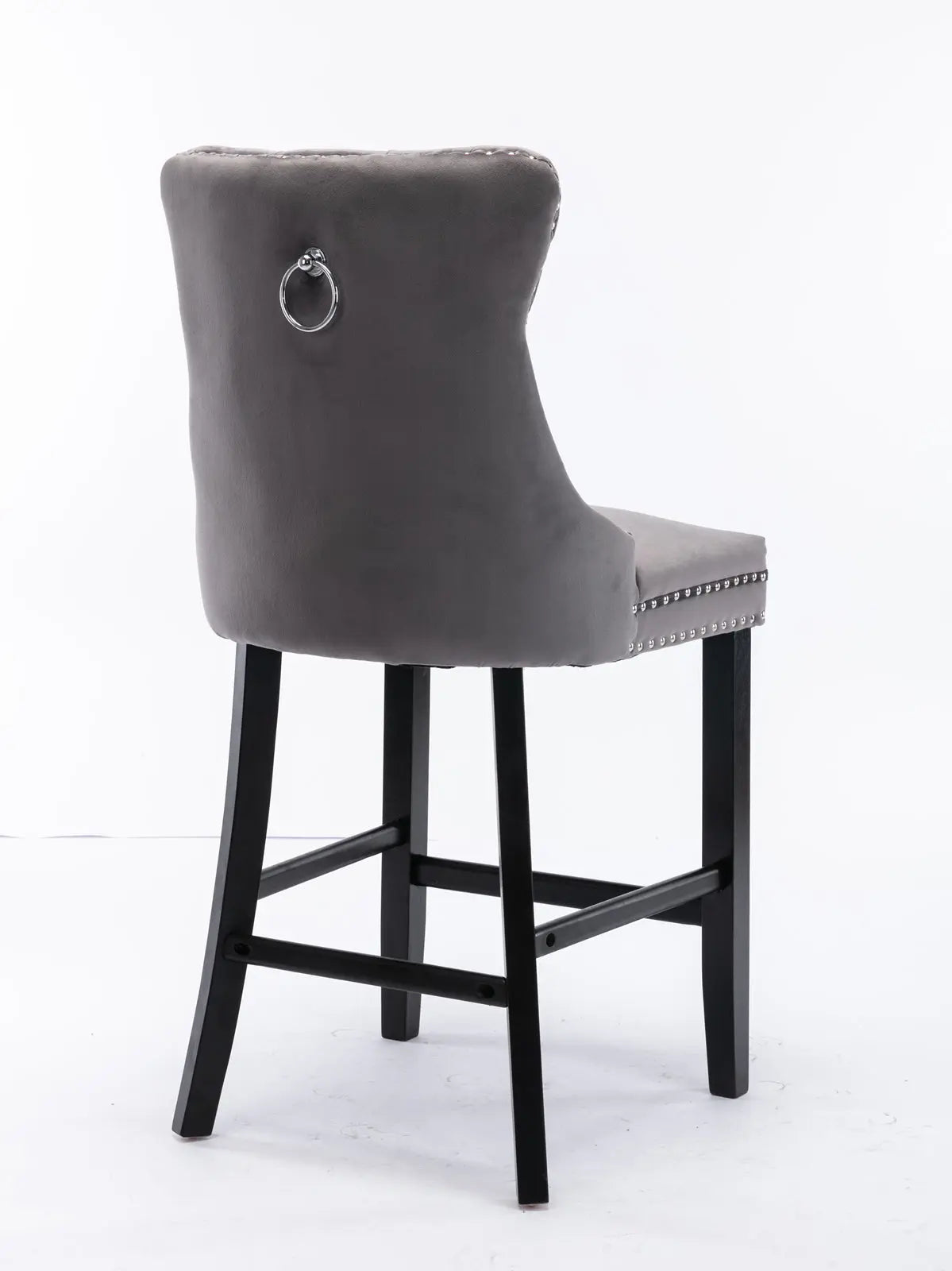 Arlo Velvet Tufted Bar Stools – Grey – Set of 4