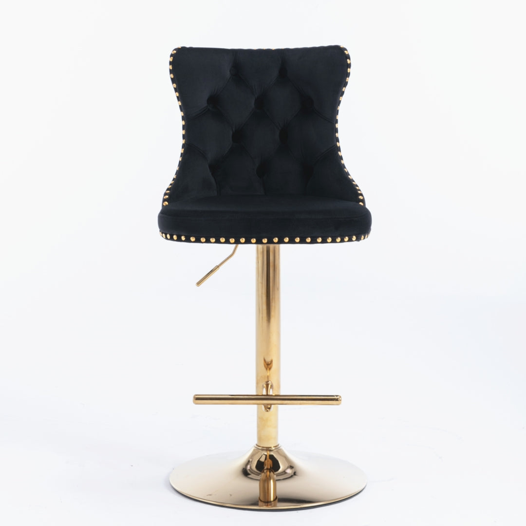 Arlo Velvet Swivel Bar Stools – Black – Set of 4