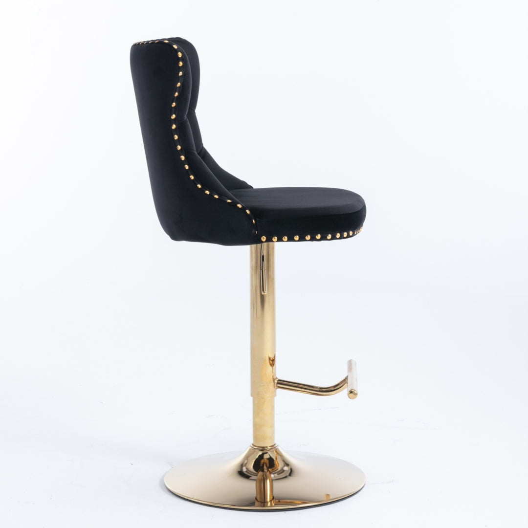 Arlo Velvet Swivel Bar Stools – Black – Set of 4