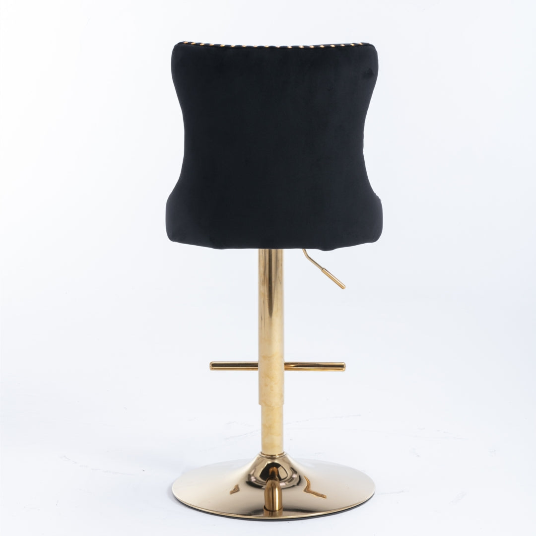 Arlo Velvet Swivel Bar Stools – Black – Set of 4