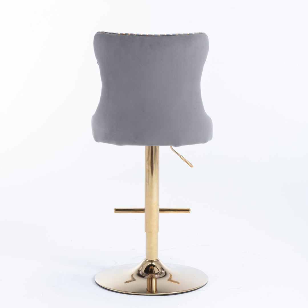 Linden Velvet Swivel Bar Stools – Grey – Set of 4