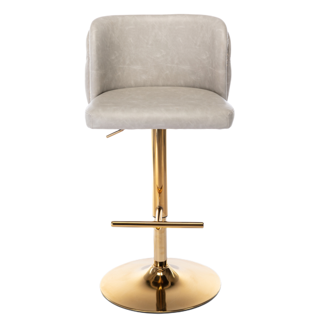 Halston Leather Swivel Bar Stools – Beige – Set of 2