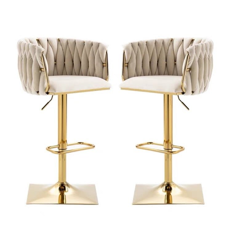 Linden Modern Velvet Breakfast Bar Stools Swivel Barstools Adjustable Counter Stools with Backrest Set of 2 iVORY