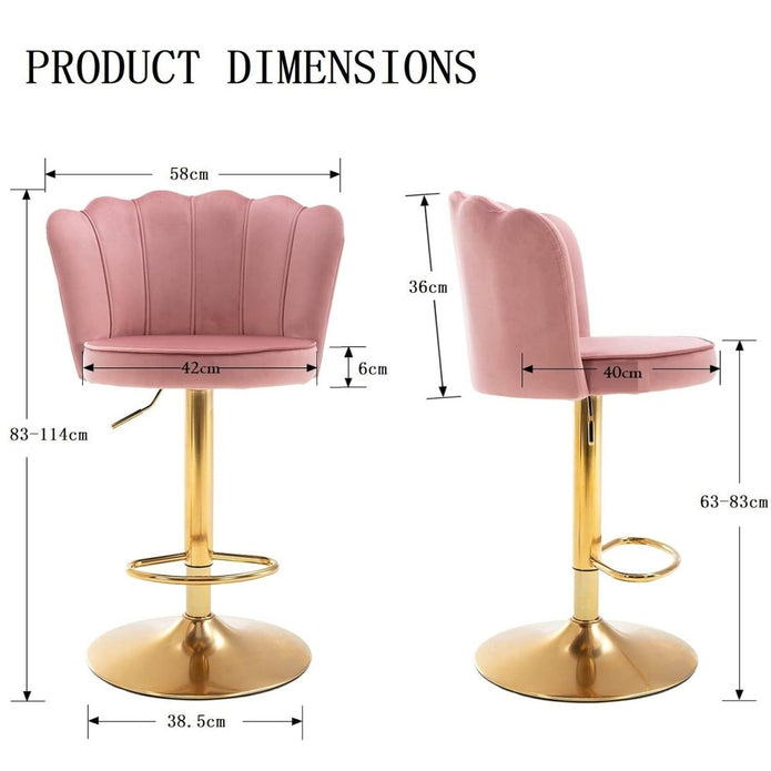 Serenita Velvet Swivel Bar Stool – Pink – Set of 2