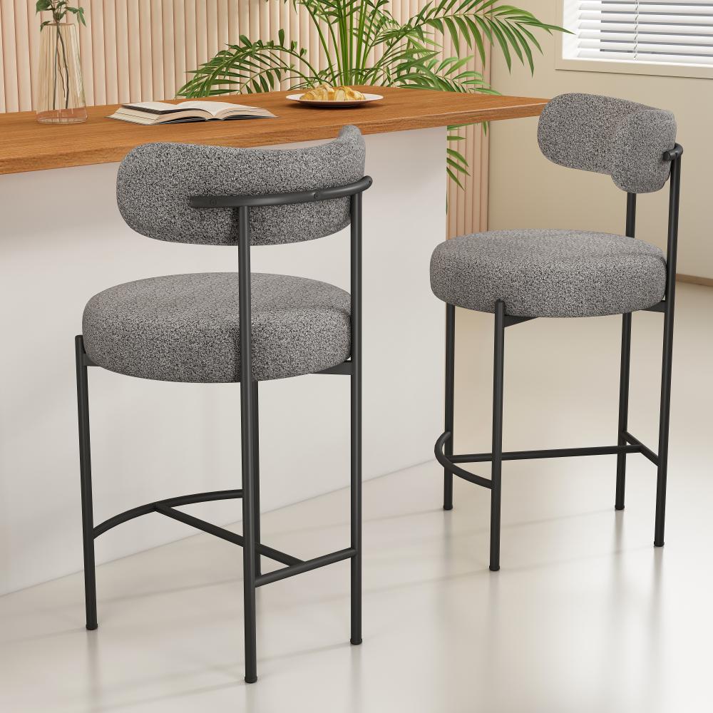 Elsa Low Bar Stools – Grey / Charcoal – Set of 2