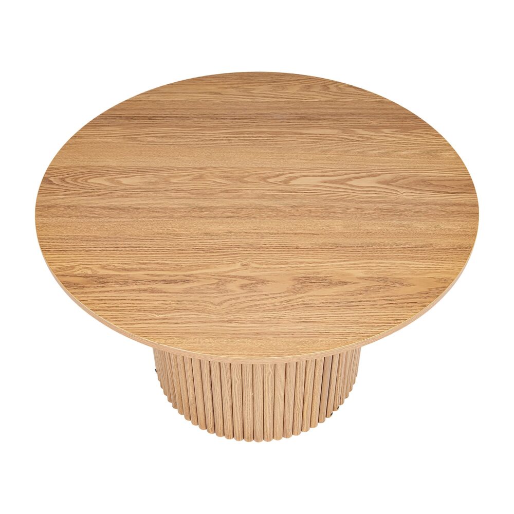 Alderon Ribbed Coffee Table – Brown – Round