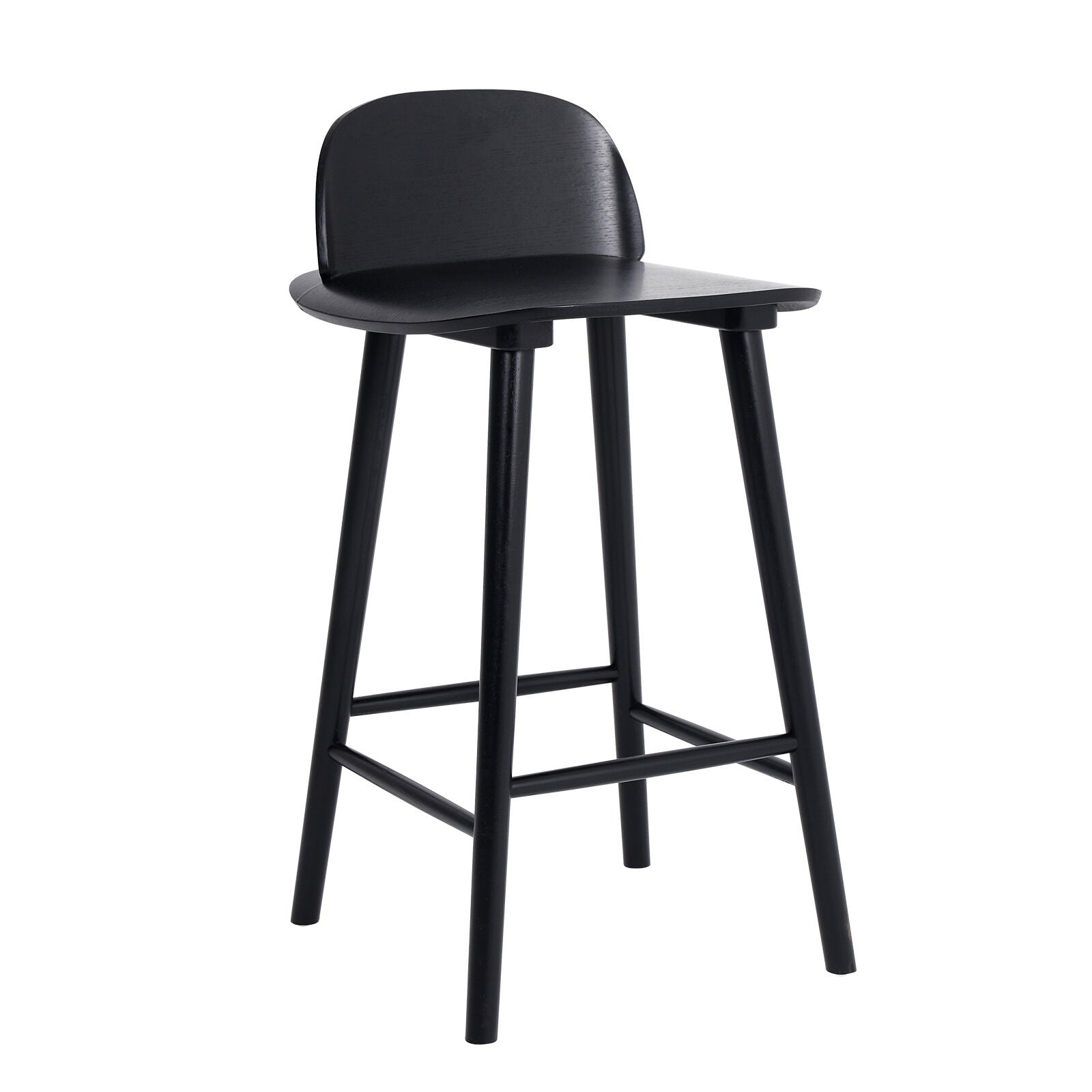 Atlas Wooden Bar Stool Dining Chair Ash Wood ELISE 65cm BLACK
