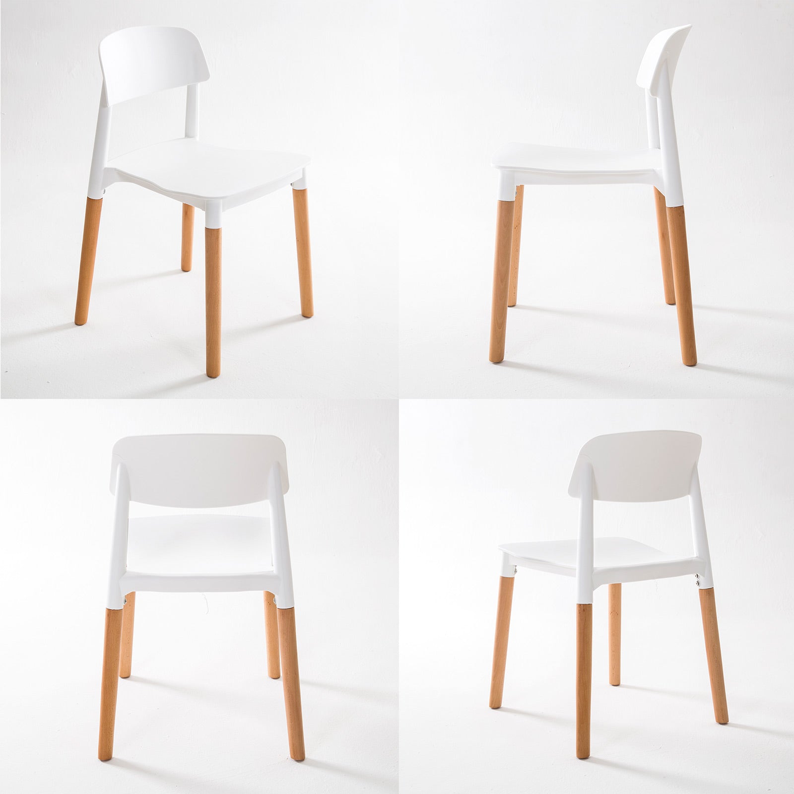 Belloch Retro Stackable Dining Chairs – White – Set of 4