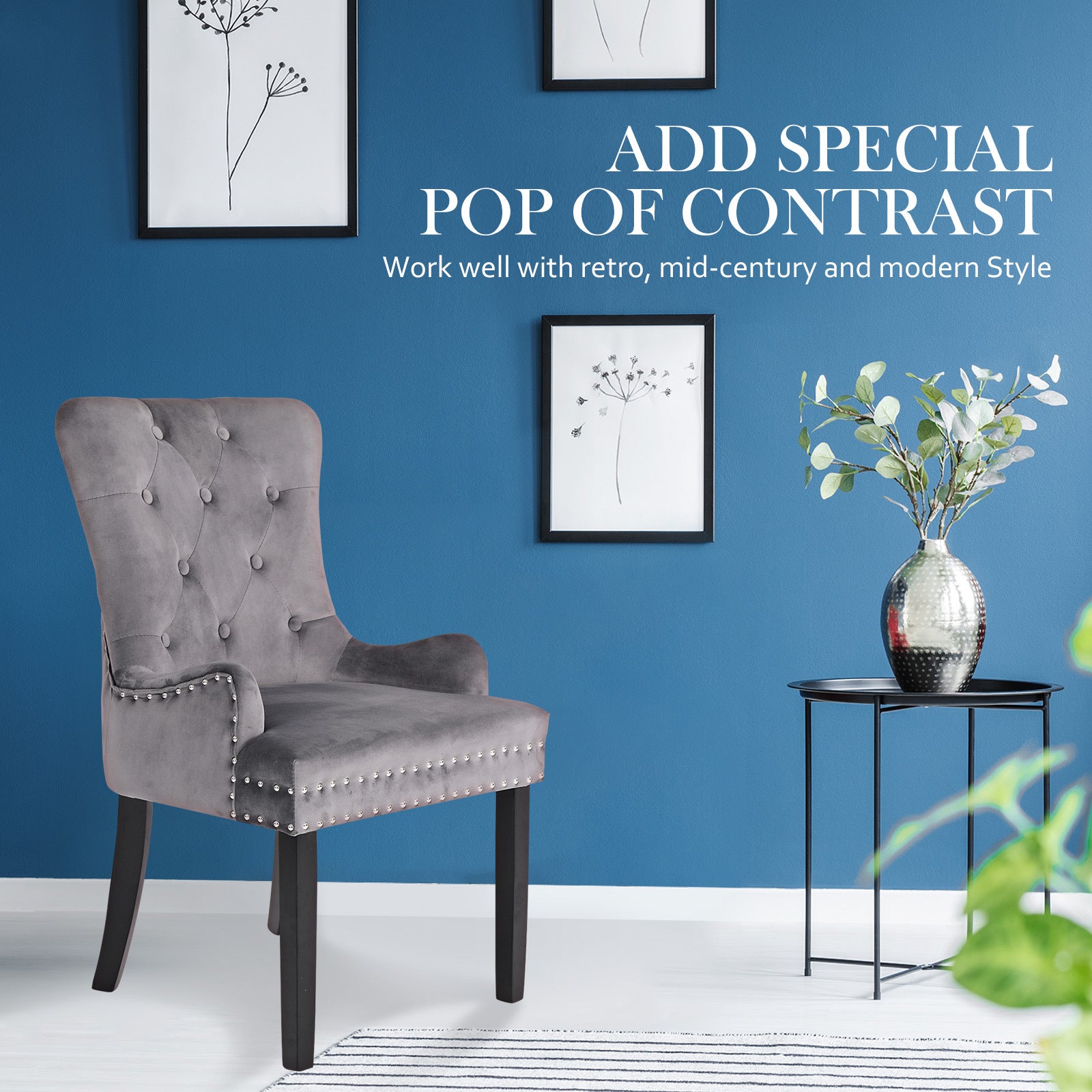 Lisse French Provincial Dining Chair – Grey – Single