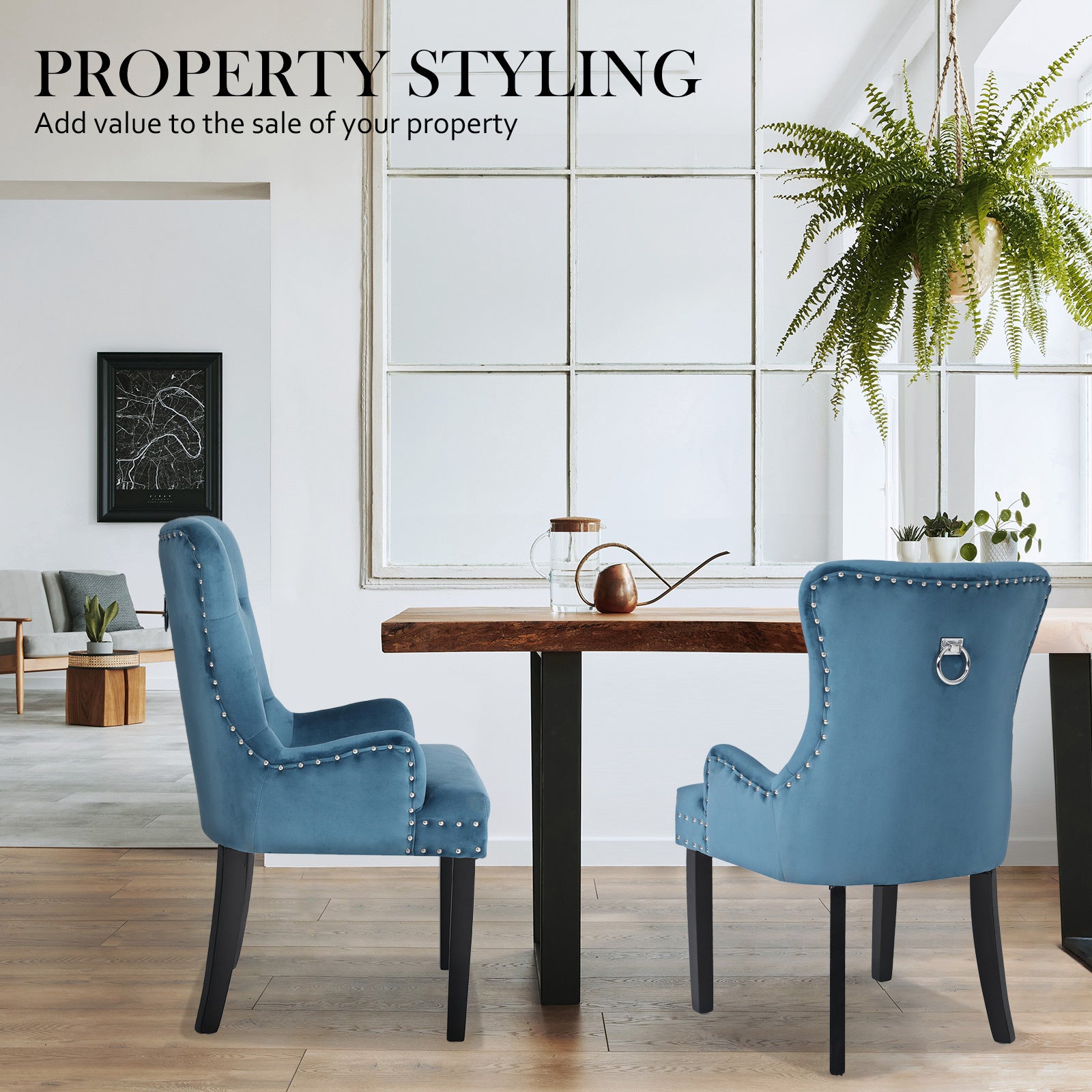 Lisse French Provincial Dining Chairs – Blue – Set of 4