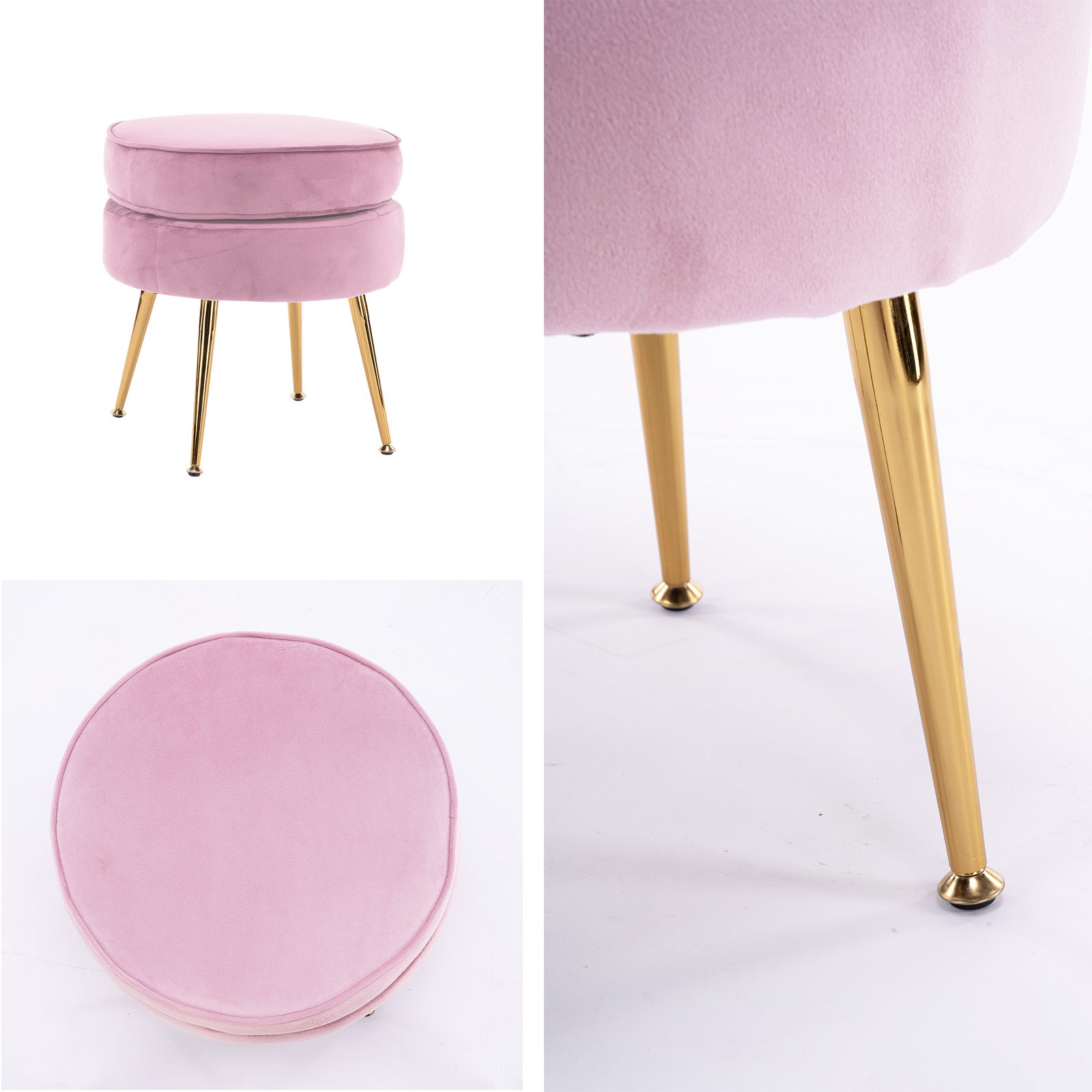 Serena Round Ottoman Footstool – Pink – Single