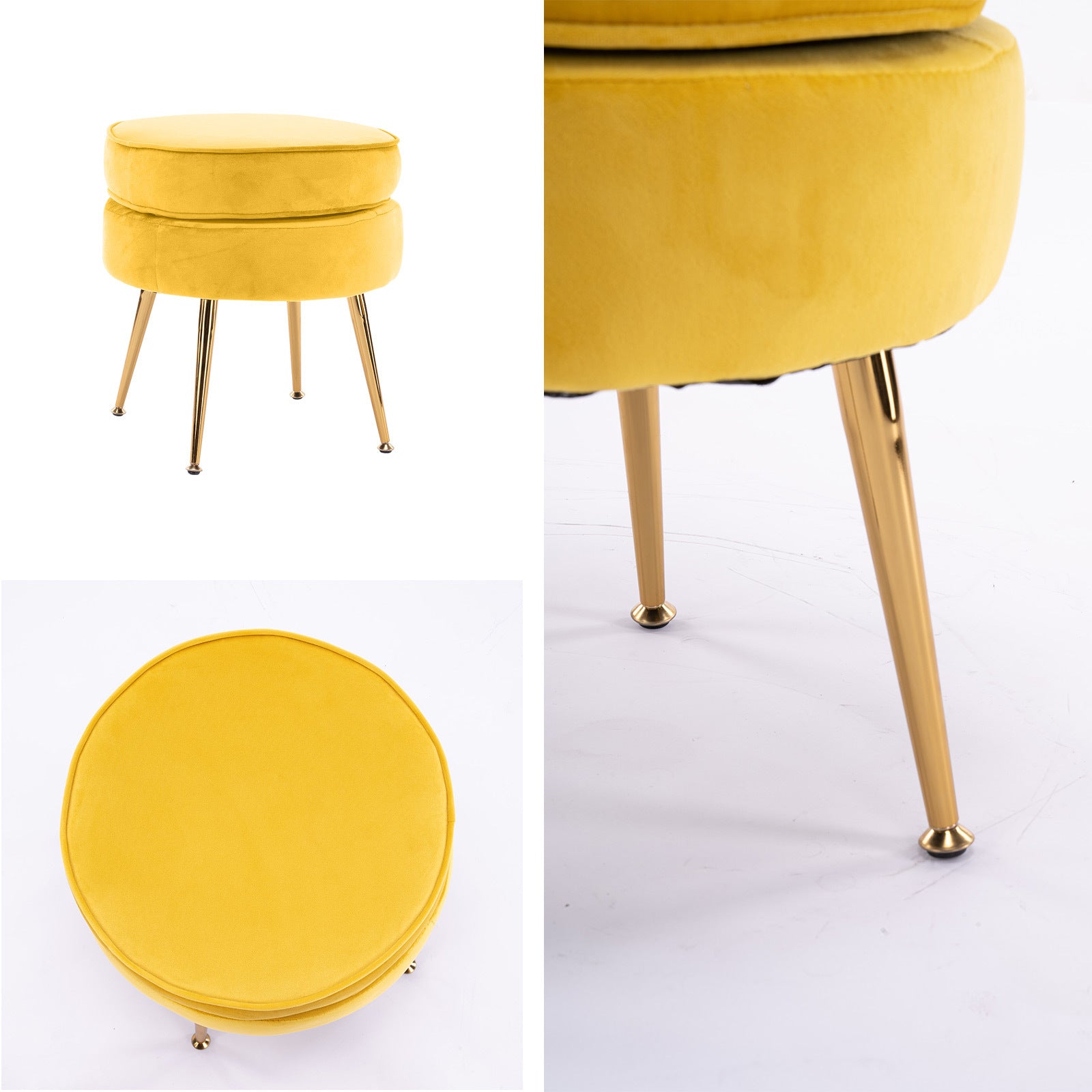 Bellara Round Ottoman – Yellow – 41 cm