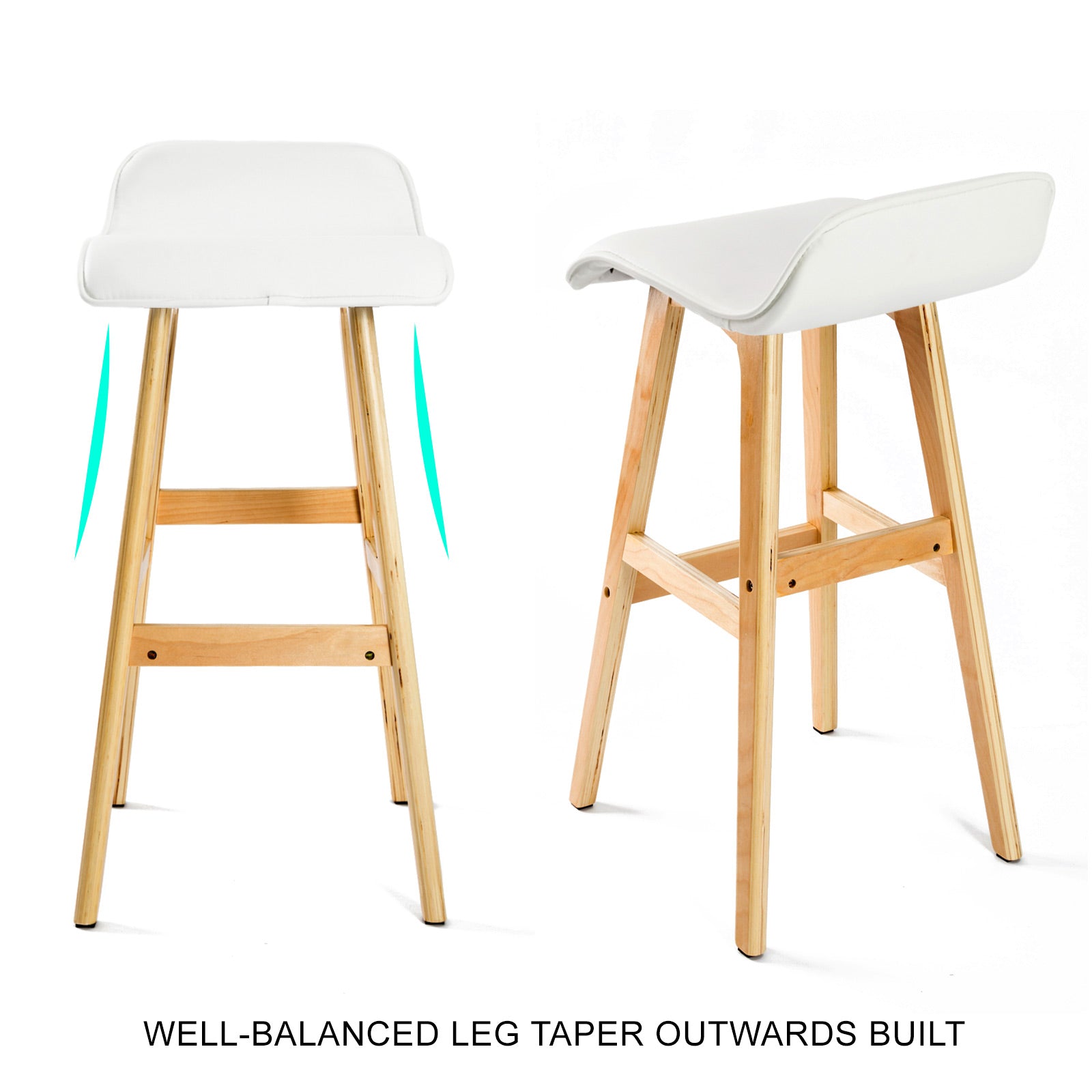 Callan Leather Bar Stools – White – Set of 2