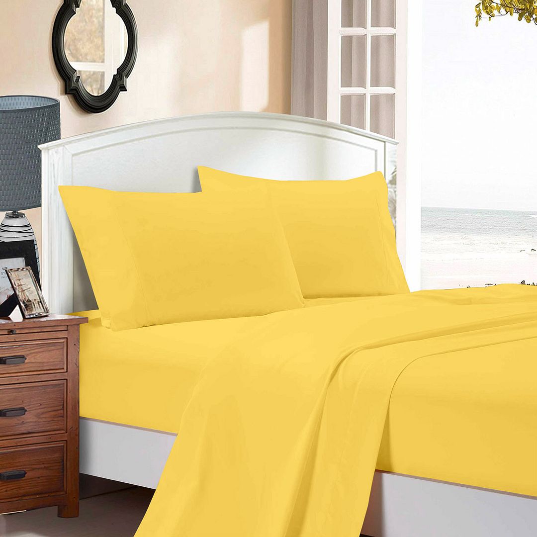 Arlo 1000TC Ultra Soft Bed Yellow Flat & Fitted Sheet Set – Double