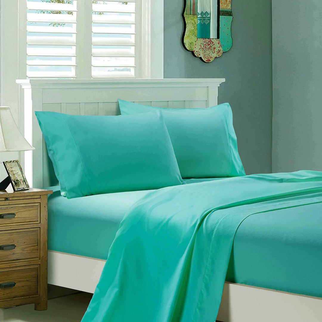 Nova 1000TC Ultra Soft Bed Teal Flat & Fitted Sheet Set – Queen