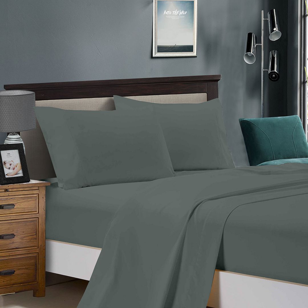 Cove 1000TC Ultra Soft Bed Charcoal Flat & Fitted Sheet Set – Super King