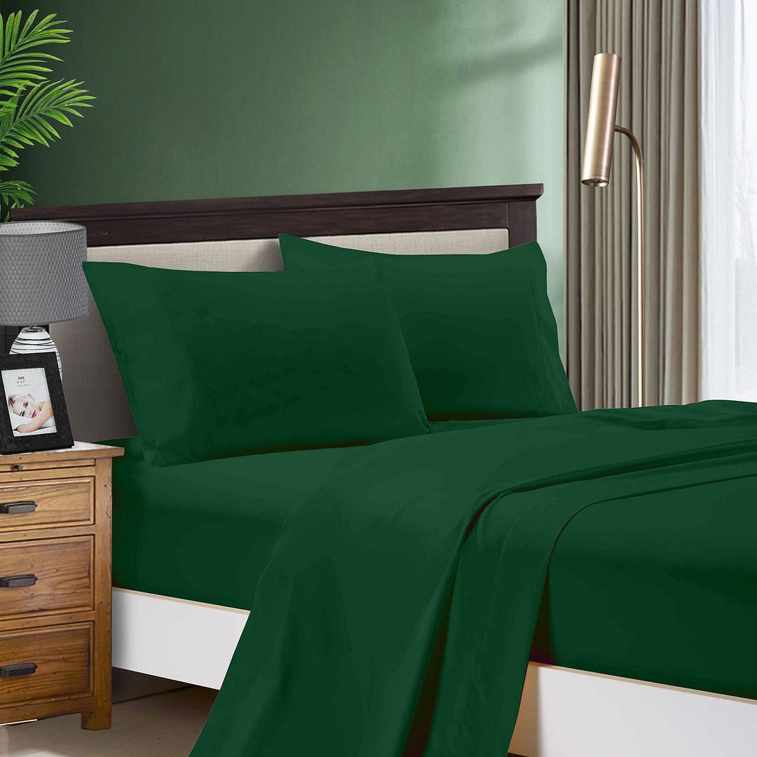 Nova 1000TC Ultra Soft Bed Dark Green Flat & Fitted Sheet Set – Super King